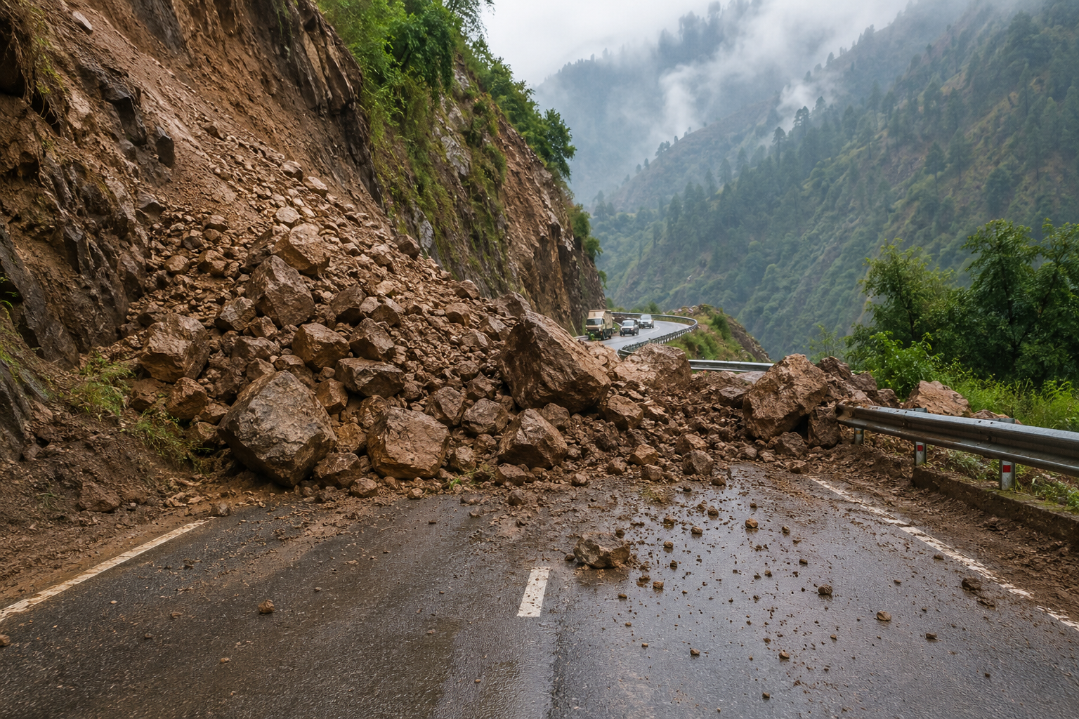 Landslide Disrupts Traffic on Jammu–Poonch National Highway at Madana